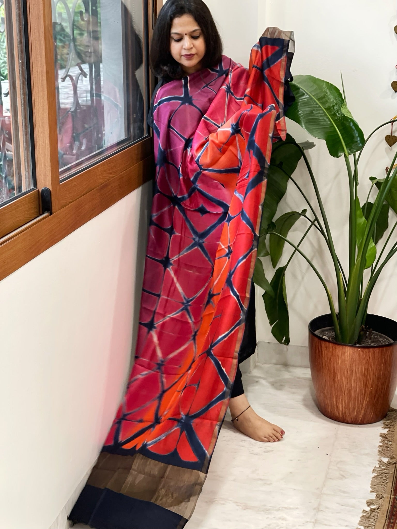 Cotton Silk Clamp Dyed Dupatta - Masakalee