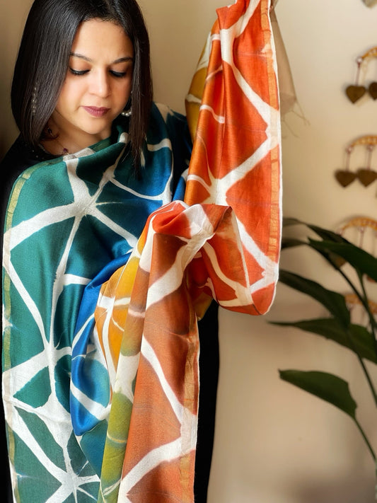 Cotton Silk Clamp Dyed Dupatta - Masakalee