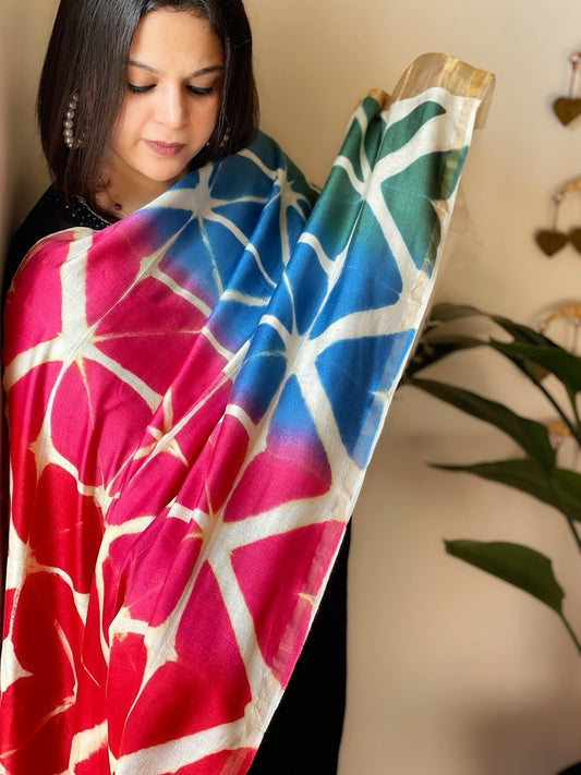 Cotton Silk Clamp Dyed Dupatta - Masakalee