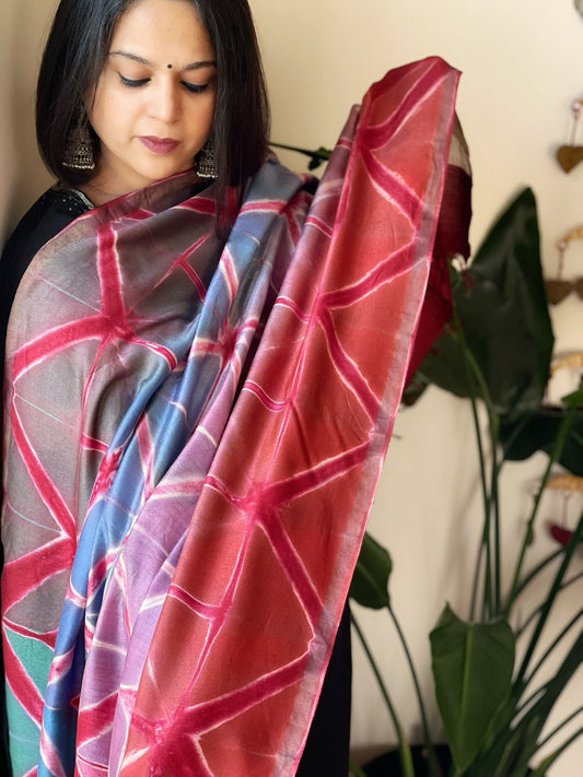 Cotton Silk Clamp Dyed Dupatta - Masakalee