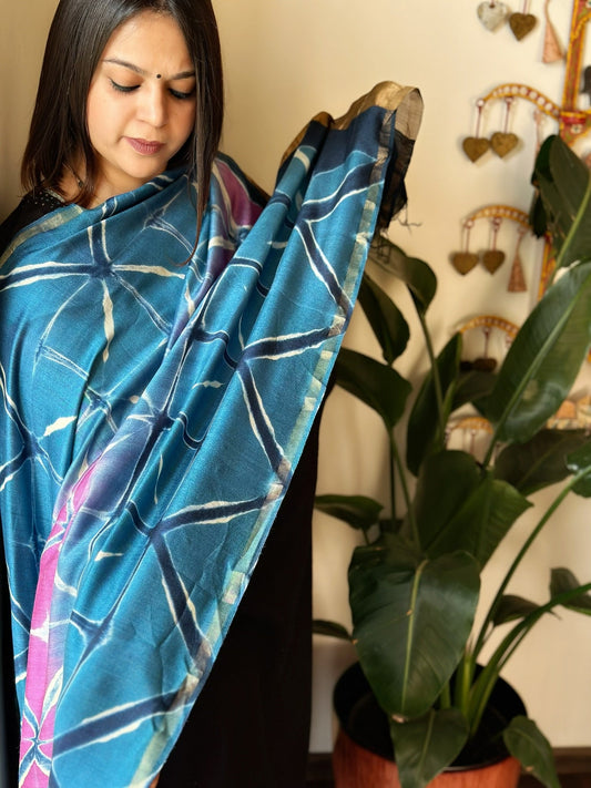 Cotton Silk Clamp Dyed Dupatta - Masakalee