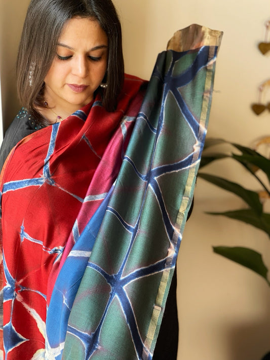 Cotton Silk Clamp Dyed Dupatta - Masakalee