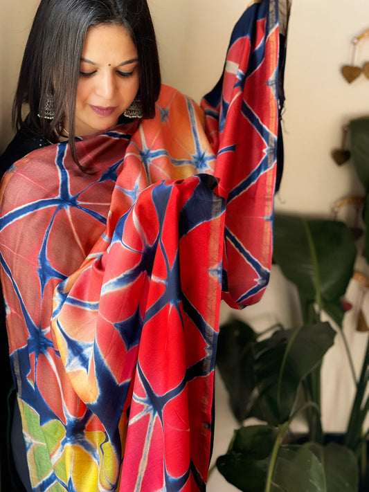 Cotton Silk Clamp Dyed Dupatta - Masakalee