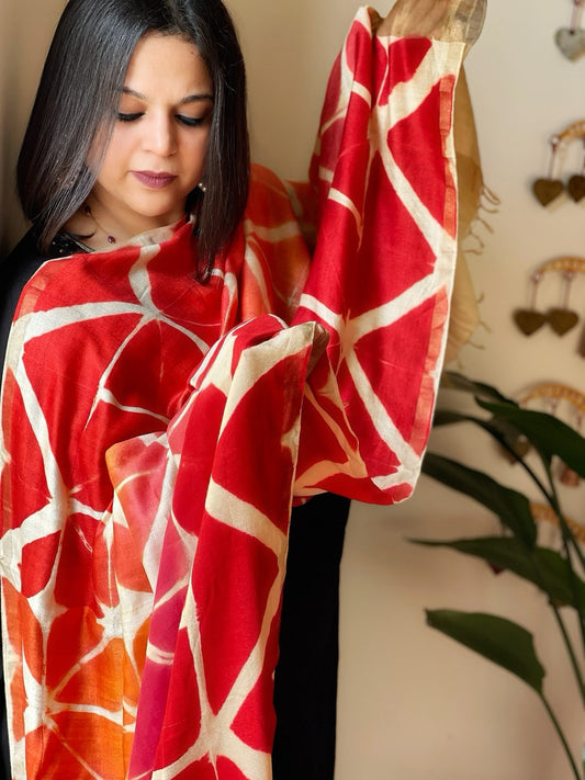 Cotton Silk Clamp Dyed Dupatta - Masakalee