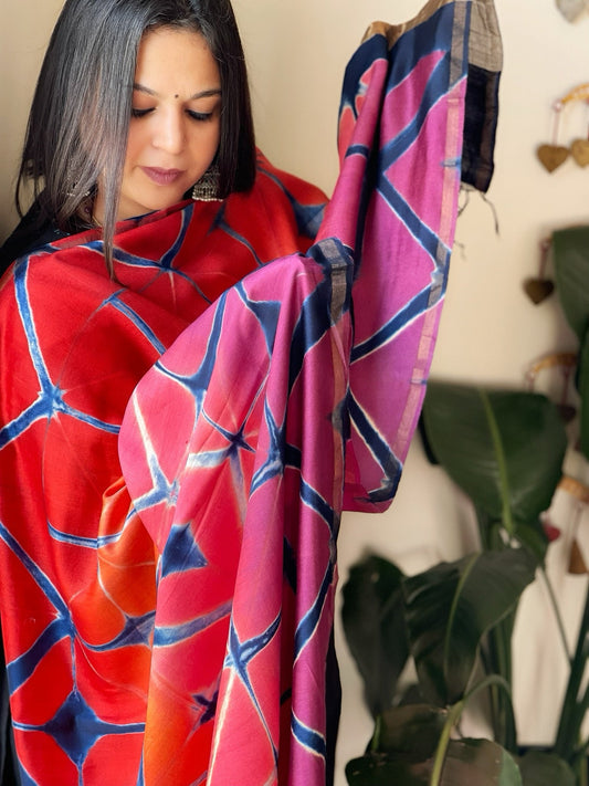 Cotton Silk Clamp Dyed Dupatta - Masakalee