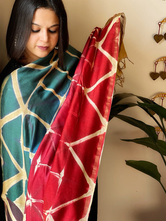 Cotton Silk Clamp Dyed Dupatta - Masakalee