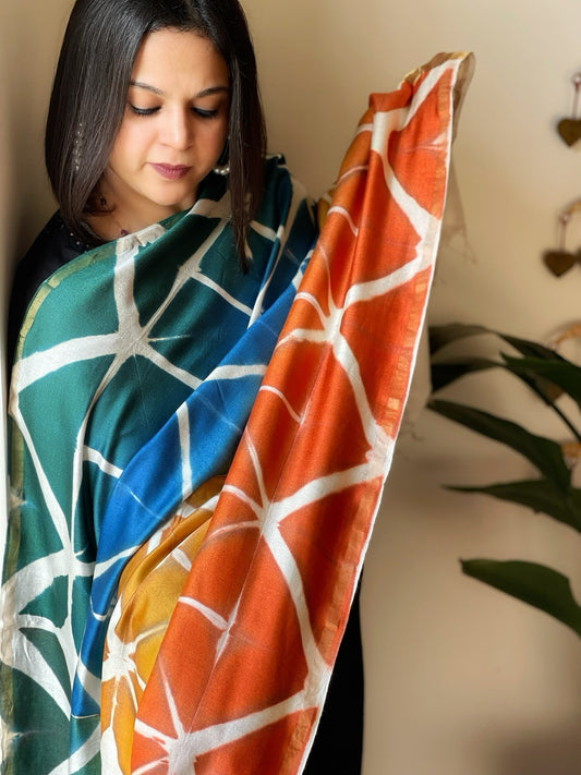 Cotton Silk Clamp Dyed Dupatta - Masakalee