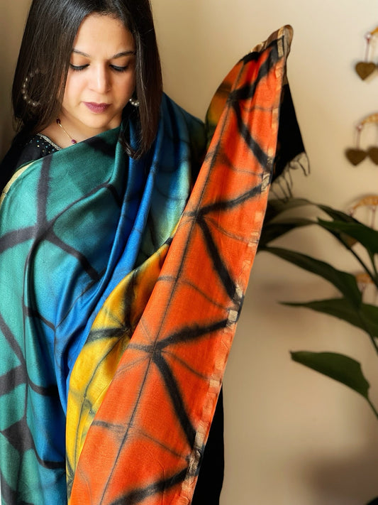 Cotton Silk Clamp Dyed Dupatta - Masakalee