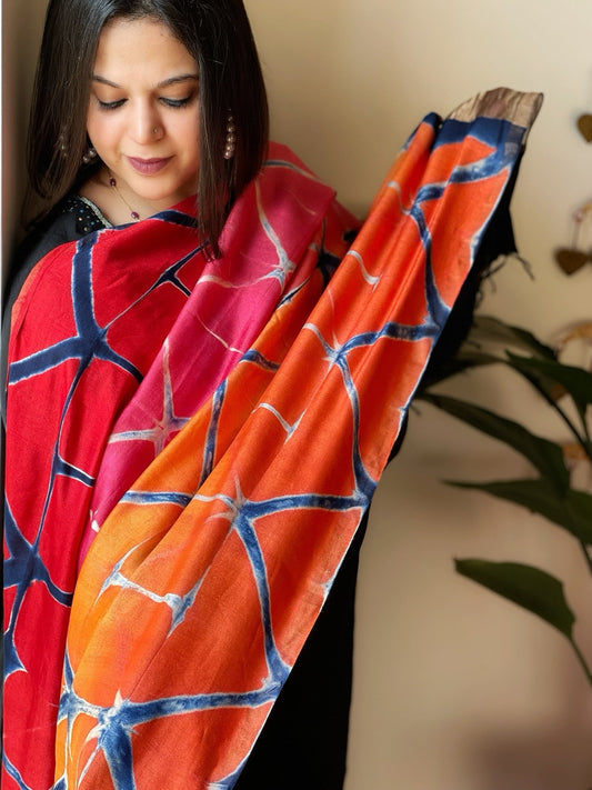 Cotton Silk Clamp Dyed Dupatta - Masakalee