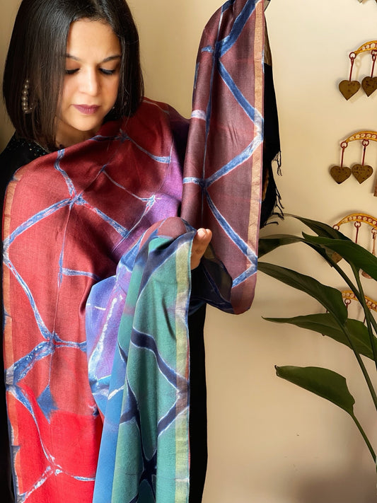 Cotton Silk Clamp Dyed Dupatta - Masakalee