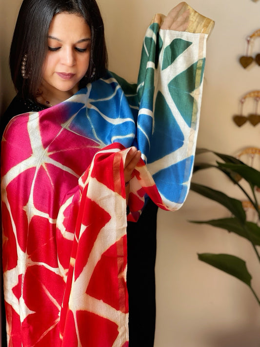 Cotton Silk Clamp Dyed Dupatta - Masakalee