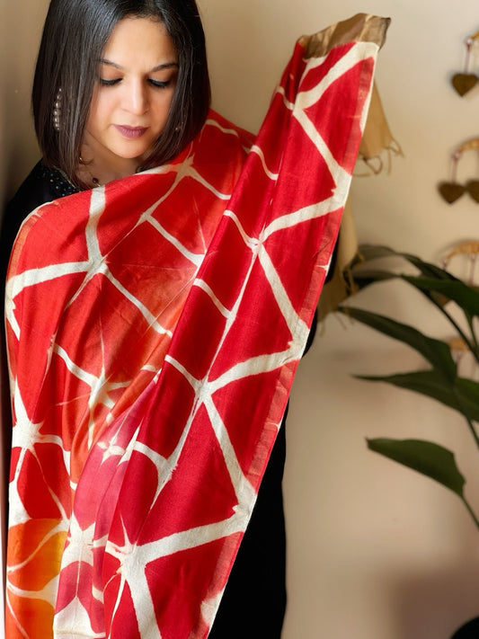 Cotton Silk Clamp Dyed Dupatta - Masakalee