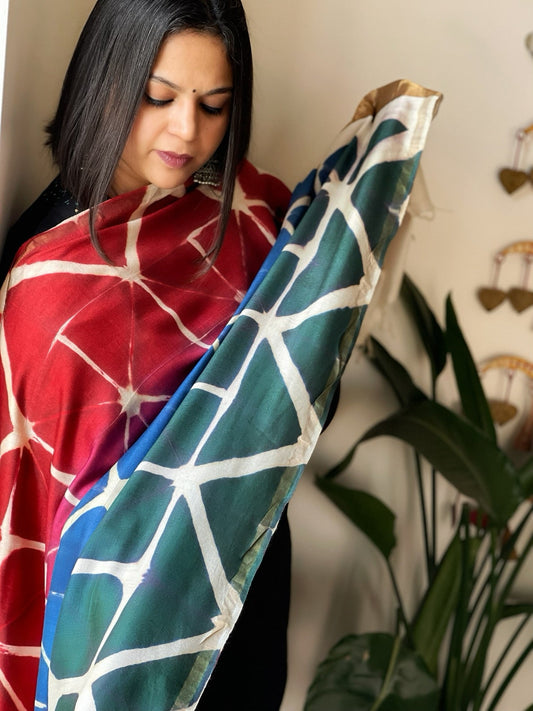 Cotton Silk Clamp Dyed Dupatta - Masakalee