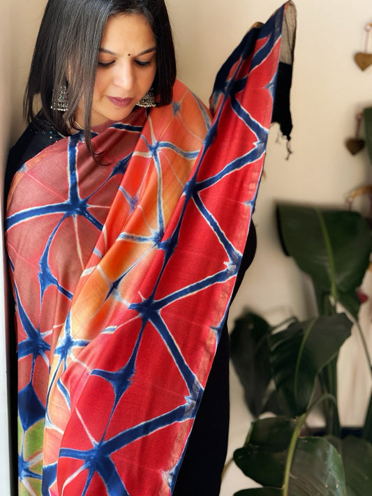 Cotton Silk Clamp Dyed Dupatta - Masakalee