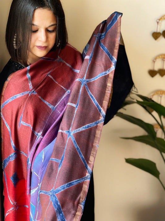 Cotton Silk Clamp Dyed Dupatta - Masakalee