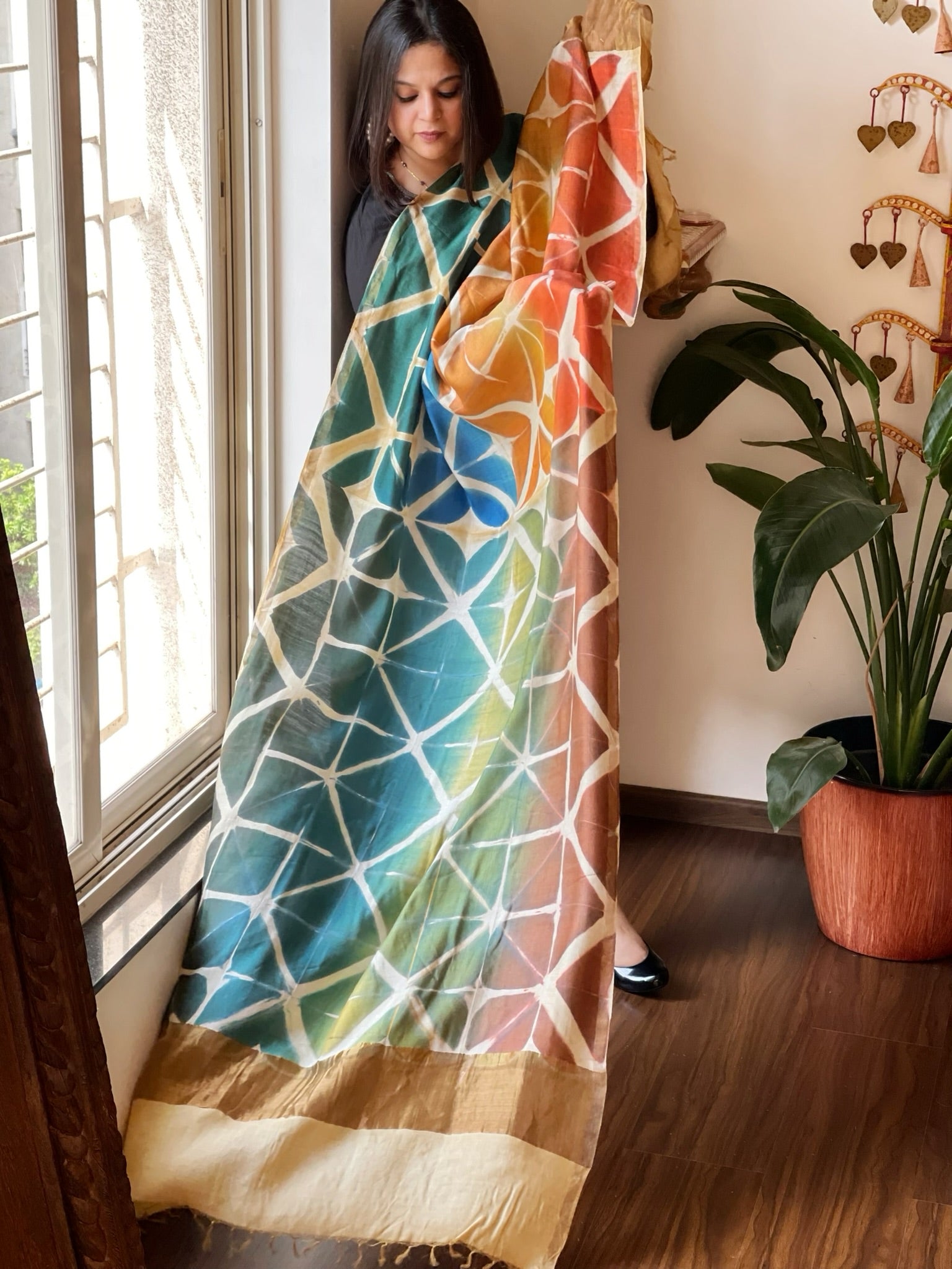 Cotton Silk Clamp Dyed Dupatta - Masakalee