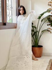 Cream Chanderi Dupatta with Cut Work - Masakalee