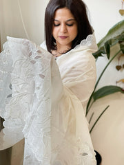 Cream Chanderi Dupatta with Cut Work - Masakalee