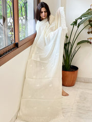 Cream Chanderi Dupatta with Thread Embroidery - Masakalee