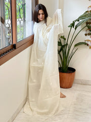 Cream Chanderi Dupatta with Thread Embroidery - Masakalee