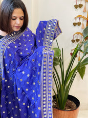 Crepe Dupatta with Mirror and Cut Daana Work with Gota Lace Border - Masakalee