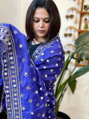 Crepe Dupatta with Mirror and Cut Daana Work with Gota Lace Border - Masakalee