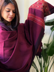 Deep Maroon Woven Kullu Woollen Shawl - Masakalee