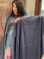 Deep Navy Suit Set with Kantha Stitch Work on Glazed Cotton - Masakalee