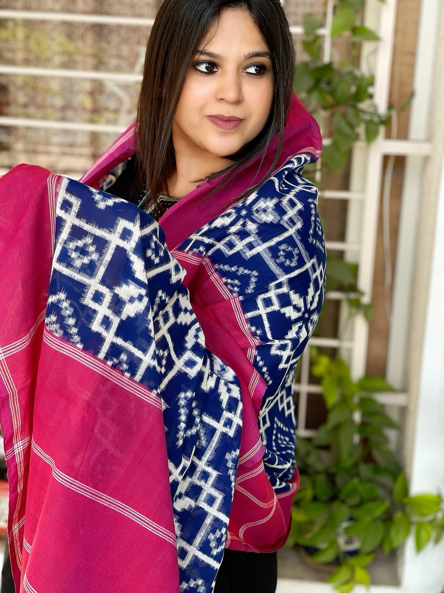 Double Ikat Telia Rumal Dupatta in Cotton - Masakalee