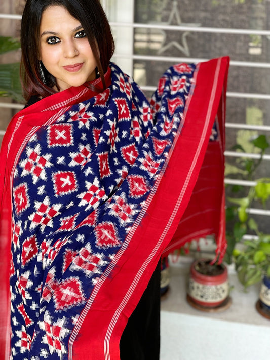 Double Ikat Telia Rumal Dupatta in Cotton - Masakalee