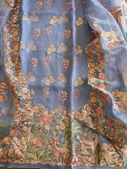 Dupatta Set (Kurta+Dupatta) with Thread Embroidery in Pure Organza - Masakalee