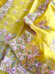 Dupatta Set (Kurta+Dupatta) with Thread Embroidery in Pure Organza - Masakalee