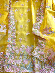 Dupatta Set (Kurta+Dupatta) with Thread Embroidery in Pure Organza - Masakalee