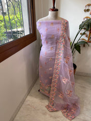 Dupatta Set (Kurta+Dupatta) with Thread Embroidery in Pure Organza - Masakalee