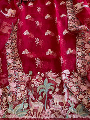 Dupatta Set (Kurta+Dupatta) with Thread Embroidery in Pure Organza - Masakalee