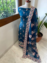 Dupatta Set (Kurta+Dupatta) with Thread Embroidery in Pure Organza - Masakalee
