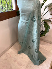 Dusty Green Mul Chanderi Suit Set with Cut Work - Masakalee