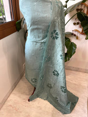 Dusty Green Mul Chanderi Suit Set with Cut Work - Masakalee