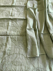 Dusty Green Mul chanderi Suit Set With Knot & Sequin Handwork - Masakalee