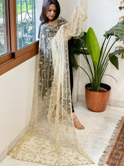 Gold Net Dupatta with Sequin and Cut Daana Embroidery - Masakalee