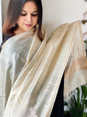 Gotapatti Handwork Dupatta in Pure Tussar Silk - Masakalee