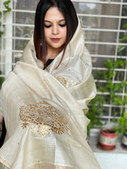 Gotapatti Handwork Dupatta in Pure Tussar Silk - Masakalee