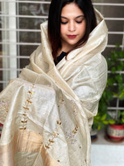 Gotapatti Handwork Dupatta in Pure Tussar Silk - Masakalee