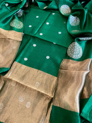 Green Designer Banarasi Suit Set in Pure Silk - Masakalee
