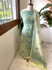Green Handblock Printed Suit Set in Mul Cotton - Masakalee