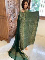 Green Handwoven Brocade Suit Set in Pure Crepe - Masakalee