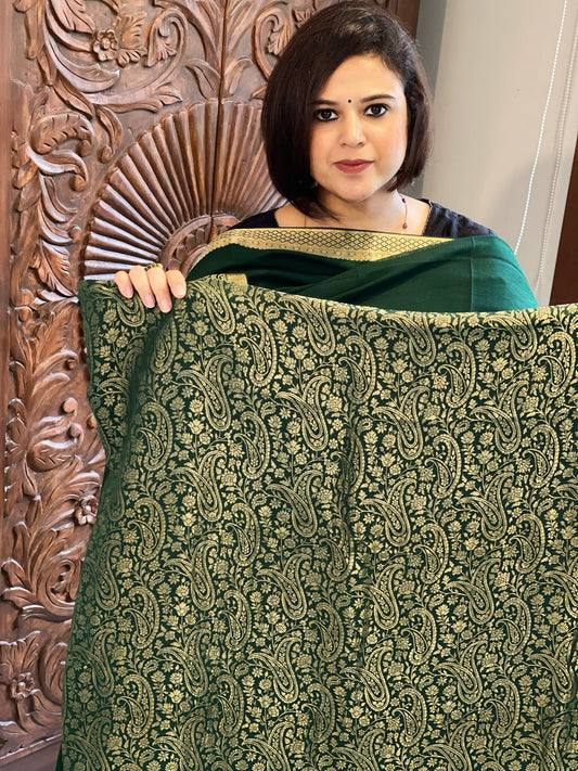 Green Handwoven Brocade Suit Set in Pure Crepe - Masakalee