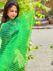 Green Kota Silk Leheriya Dupatta - Masakalee