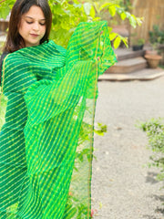 Green Kota Silk Leheriya Dupatta - Masakalee