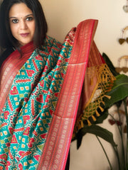 Green Printed Patola Dupatta in Fine Art Silk - Masakalee